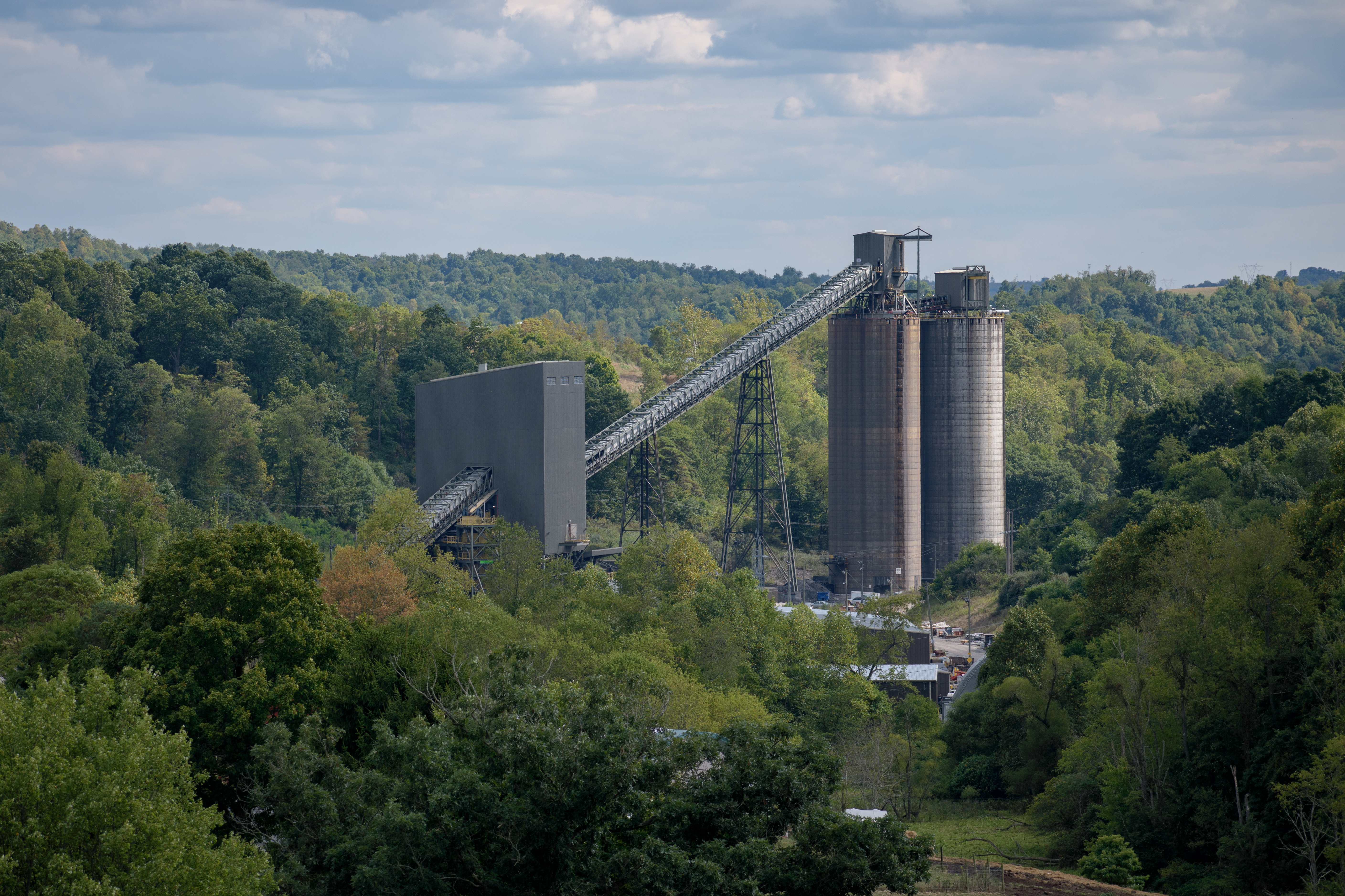 Coal storage silos for the Enlow Forks Mine in Washington, PA. 